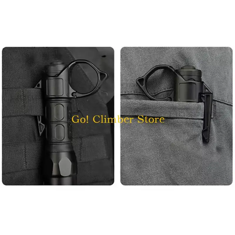 

Q84C Flashlight Finger Release Ring with Pocket Clip Portable Nylon Flashlight Holder for Tactically Switchbacks Outdoor Tool