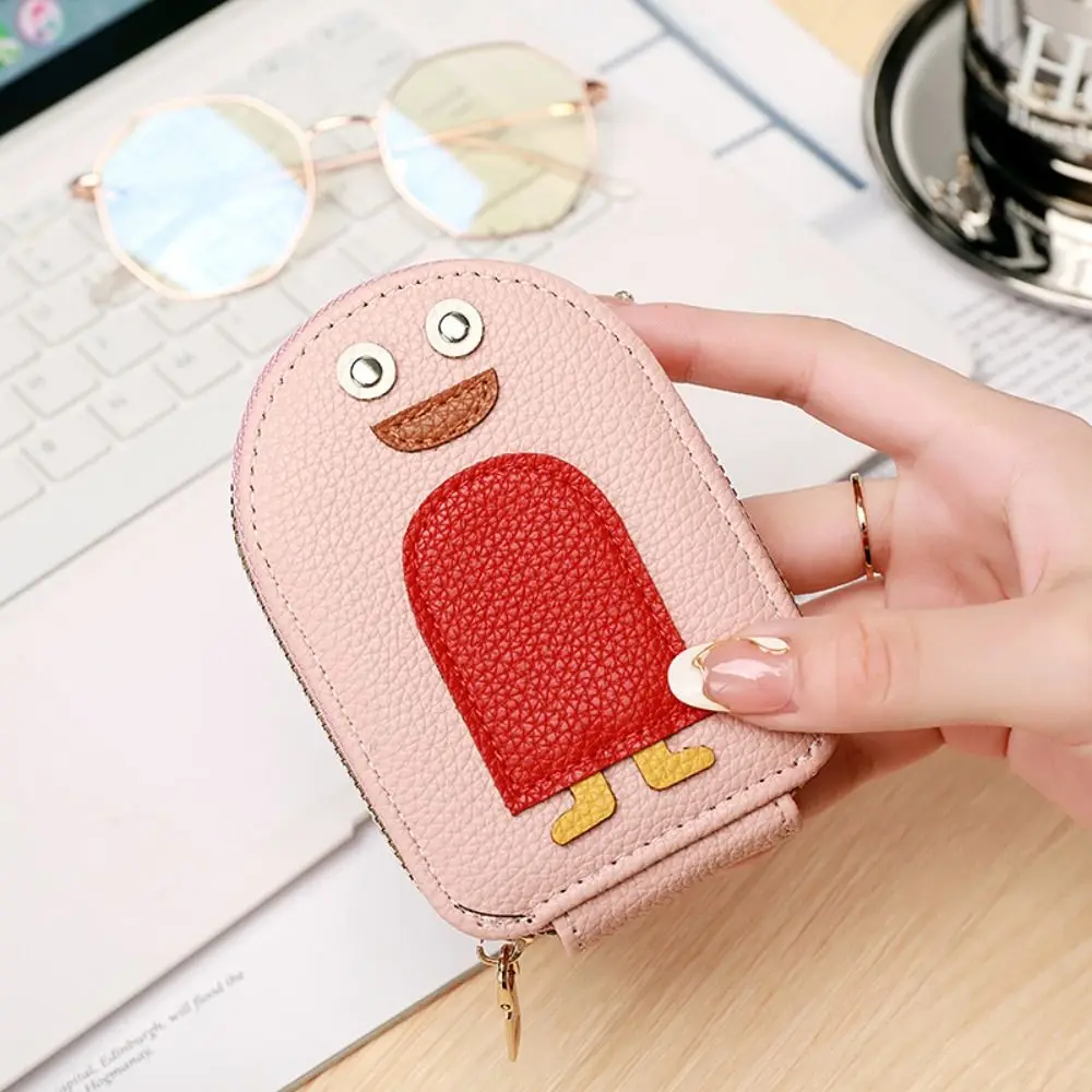 Cartoon Penguin Credit Card Holder Cute Organ Style Multi-card Coin Purse PU Business Card Holder