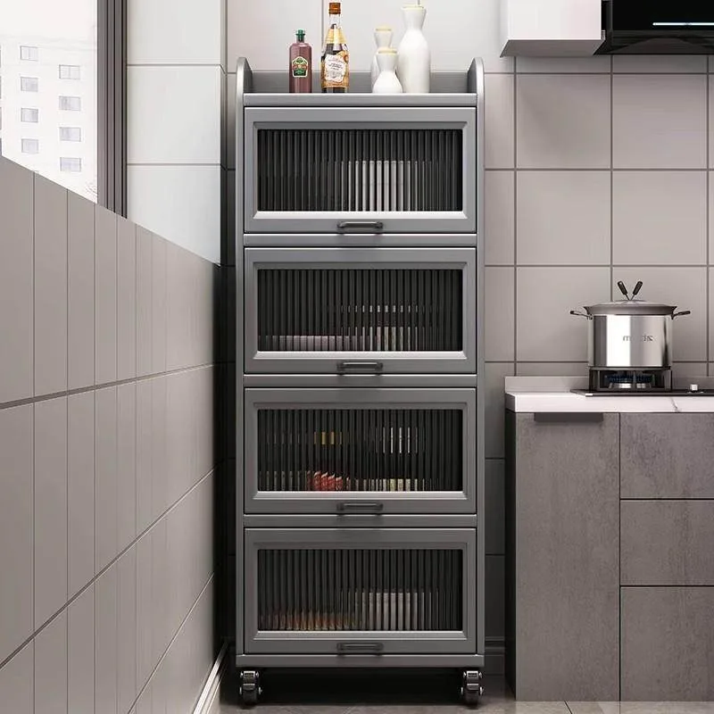 Kitchen Shelves Multi-layer Floor Storage Cabinets Movable Lockers Multifunctional Microwave Oven Oven Lockers