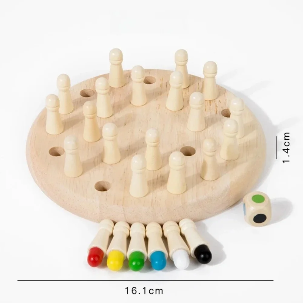 Nieuw houten Montessori Memory Matching Game, Color & Stick schaakbordpuzzel voor kinderen, educatief speelgoed voor kinderen