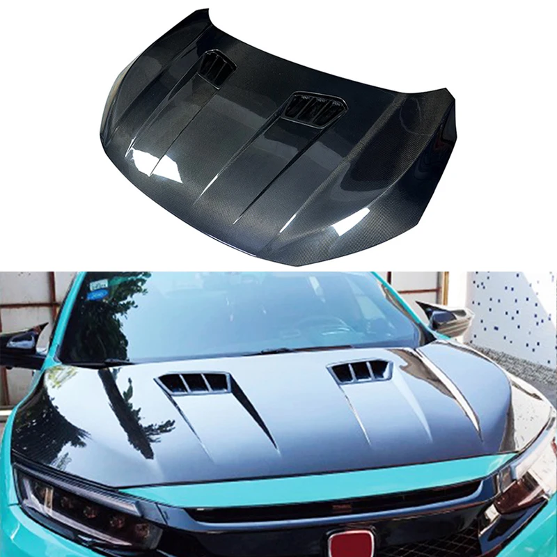 10 Gen Carbon Fiber Front Engine Bonnet Hood For Honda Civic FC1 FK7 FK8 TypeR 2015-2021