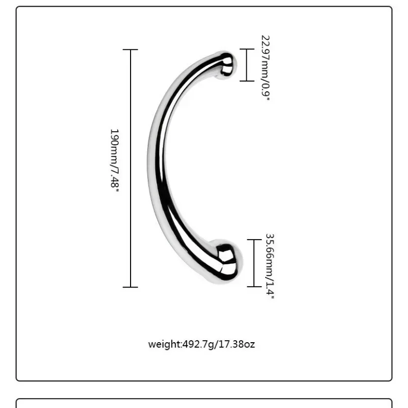 애널 플러그 딜도 스테인레스 스틸 G 스팟 완드 마사지 스틱, 순수 금속 페니스 G 스팟 자극기, 여성용 섹스 토이