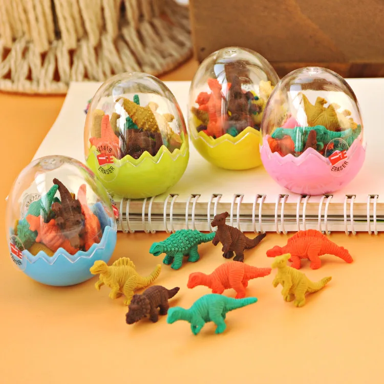 1PCS，Cute dinosaur egg rubber Korean creative student award Yiwu small commodity wholesale mini rubber. Color random.