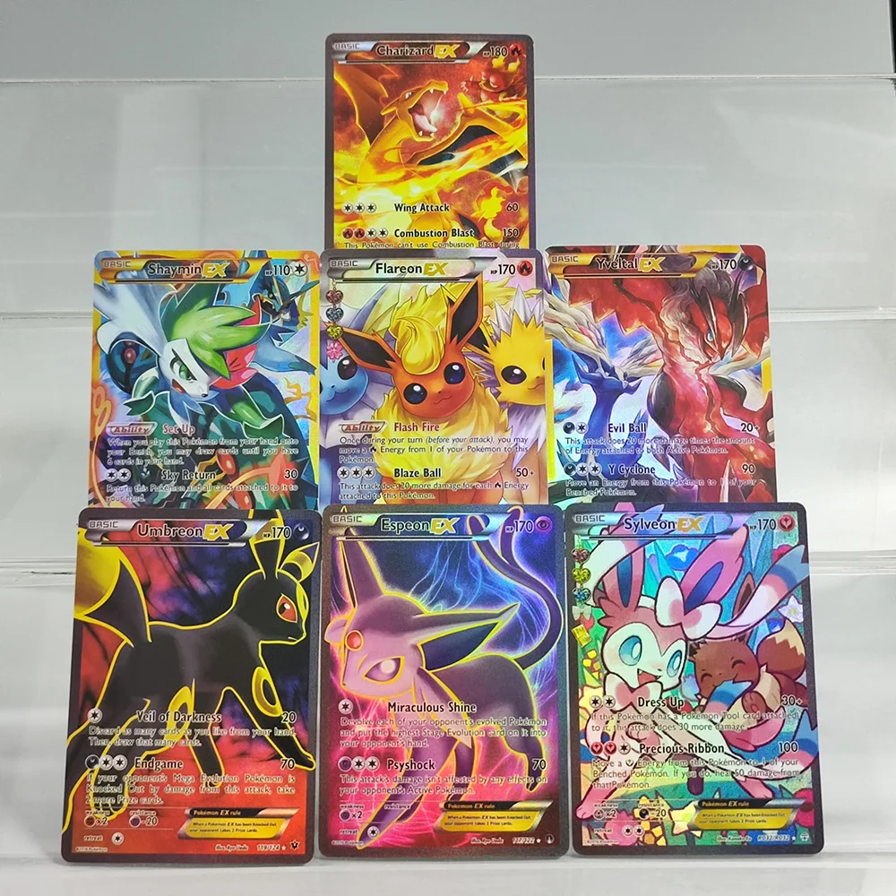 Cartão de Coleção de Jogo PTCG Inglês com Arte Completa, Feito à Mão, Charizard Umbreon Flareon Espeon Sylveon Shaymin Yveltal EX