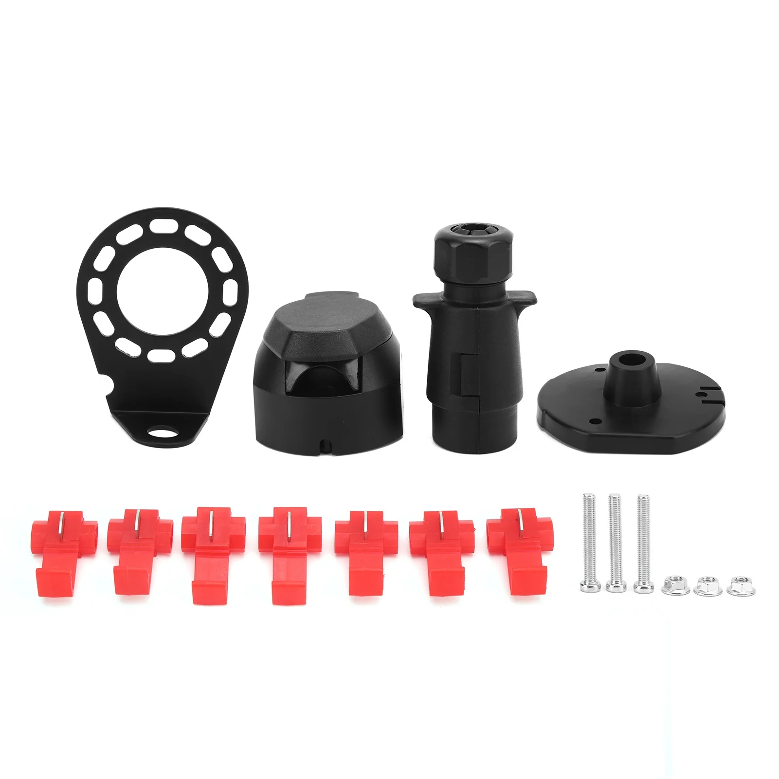 Trailer Plug Connector Kit 7 Pin 92x50mm Universal Corrosion Resistant Iron Durable