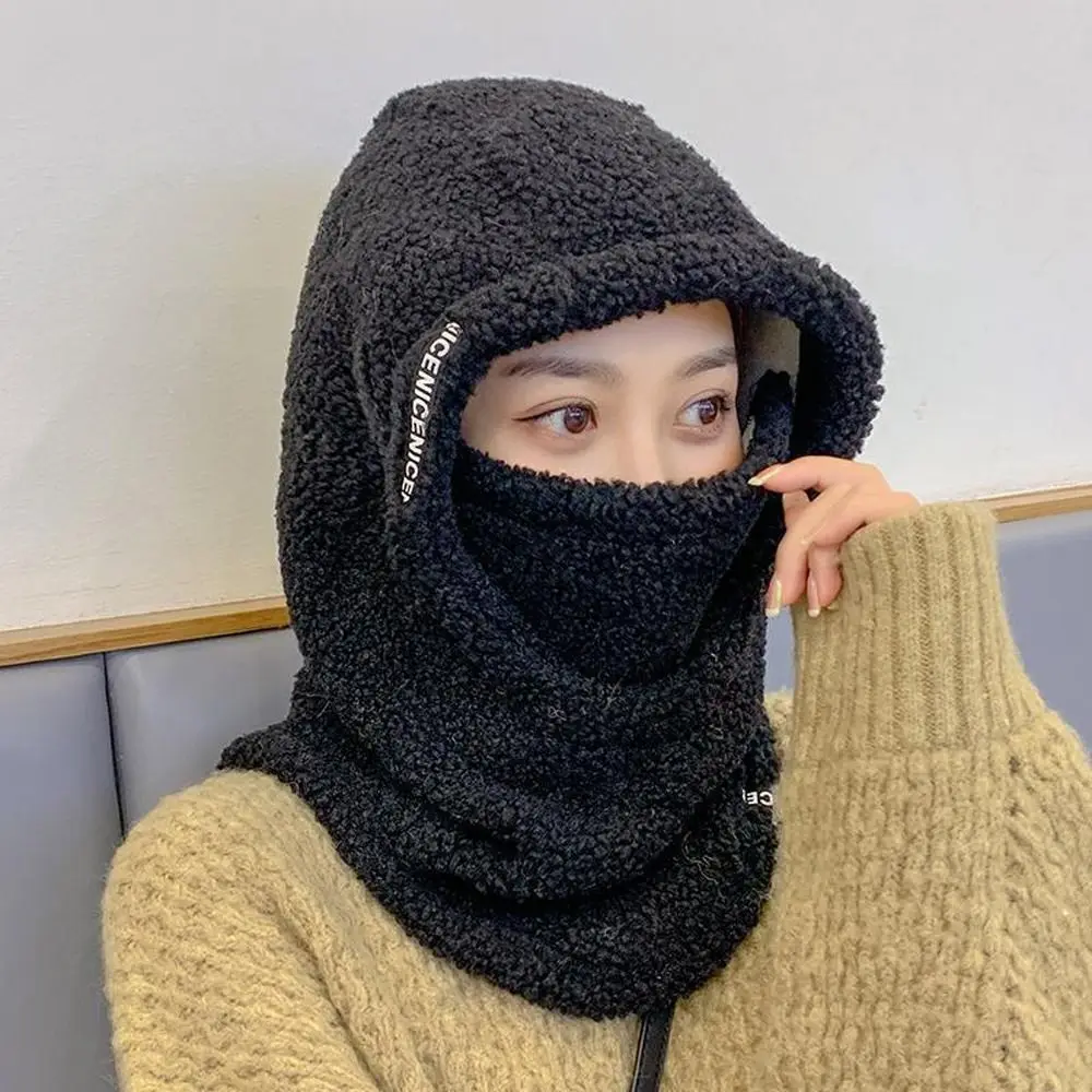 

Шапка для девочек, японская шерстяная маска, шапка, шарф, комплект, женская шапка-бомбер, плюшевая шапка с воротником с капюшоном, шапочки в корейском стиле