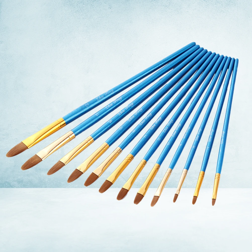 

12 Pcs Nylon Hair Brush Paint Brushes Art Gouache Paintbrushes Painting Drawing Major