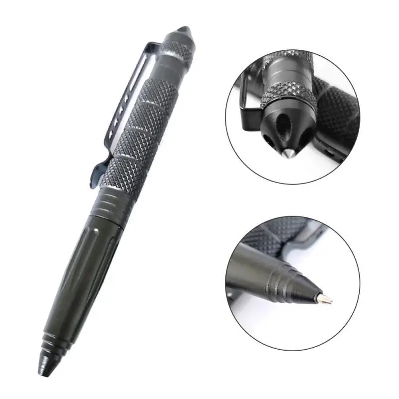 High Quality Metal Self Defense Tactical Pen School Student Office Ballpoint Pens Emergency Glass Breaker Survival Supplies