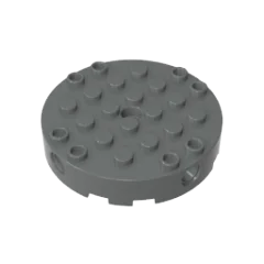 Gobricks GDS-90231 Brick, Round 6 x 6 with 4 Side Pin Holes and Center Hole compatible with lego 18897 Assembles Building Blocks