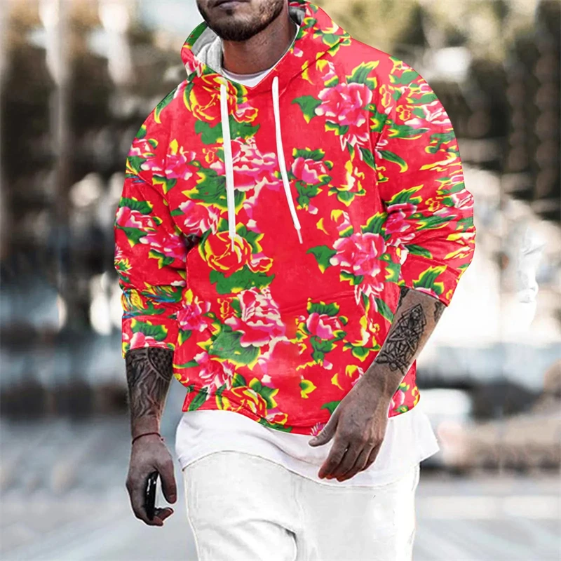 

Colorful Flower Graphic Sweatshirts Fashion Popularity Outfit Pullovers For Men Clothes Novel Bohemia Boy Hoodies Y2k Women Tops