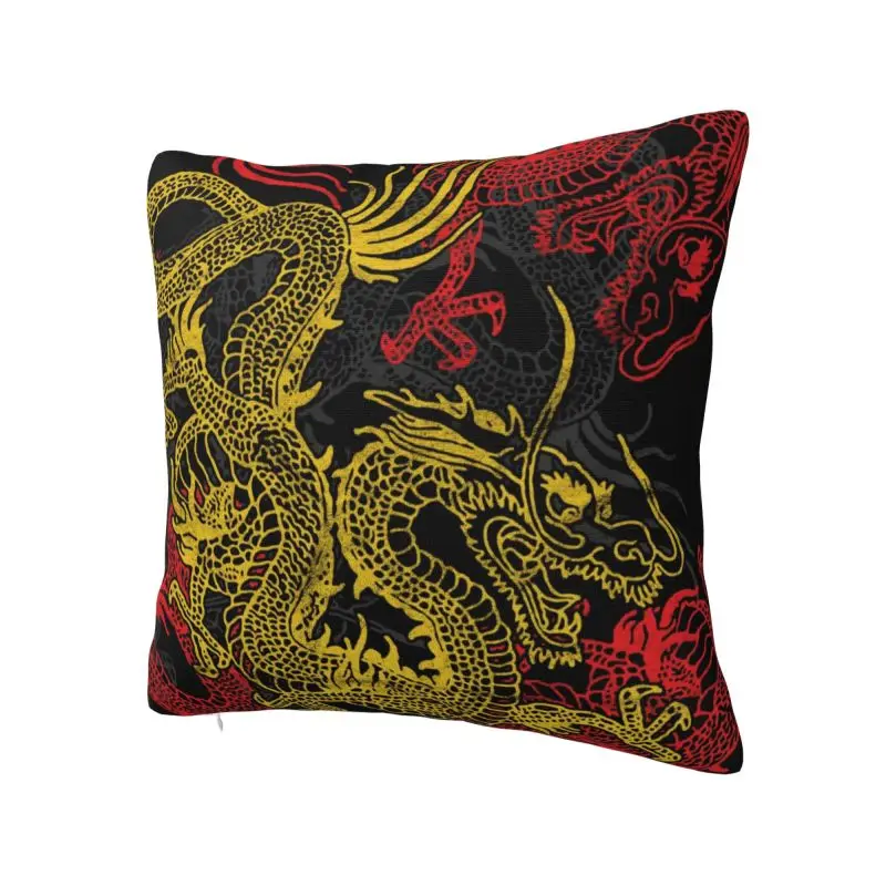 Golden Dragon Pattern Throw Pillow Case Bedroom Decoration Cushions Cover For Sofa Chair Square Polyester Pillowcase