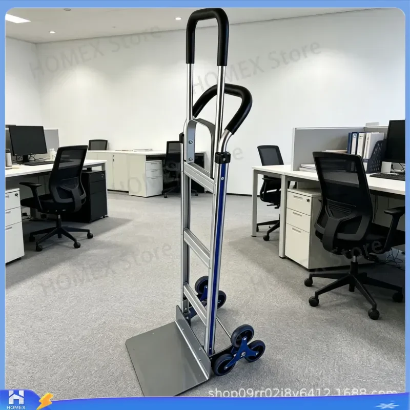 Aluminum Alloy Folding Hand Truck Silent Warehouse Trolley Heavy Duty Cargo Dolly for Logistics Moving Stair Climbing Cart