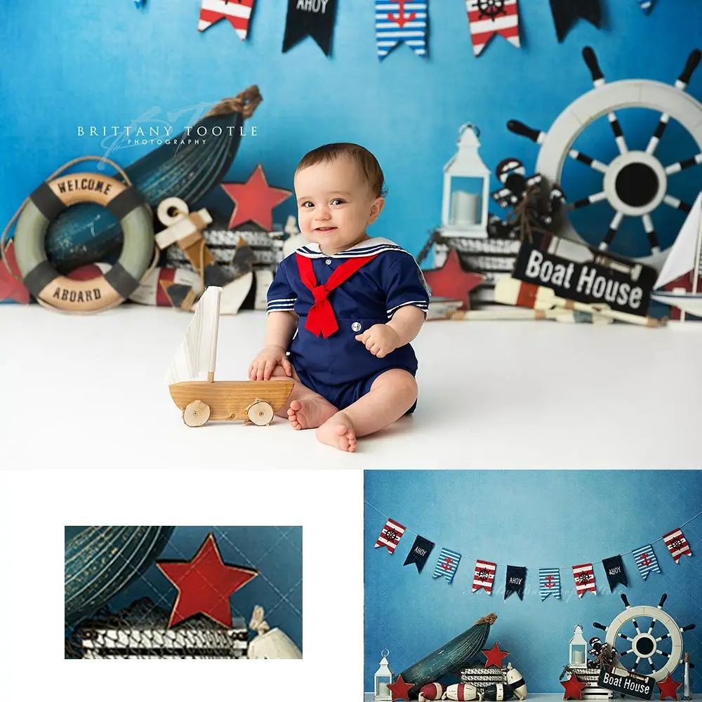 

Boat House Photography Backdrop Kids Baby Birthday Party Decors Child Adult Cake Smash Photography Studio Backgrounds