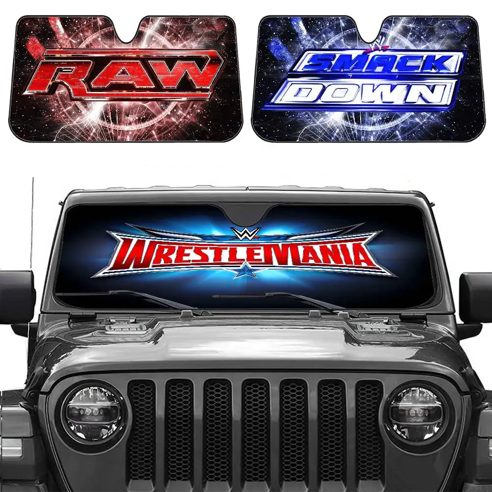 

W-WWE Wrestling Car Sun Shade Front Window Sunshade For Most Sedans SUV Blocks Max Uv Rays Keep Your Vehicle Cool