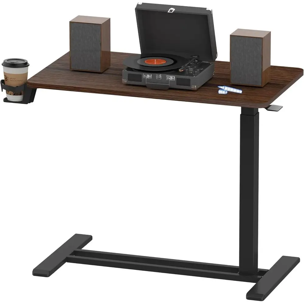 

Rustic Brown Mobile C-Table with Wheels for Snacks, Laptops, and TV Trays in Small Spaces (27.6 W x 15.7 D)