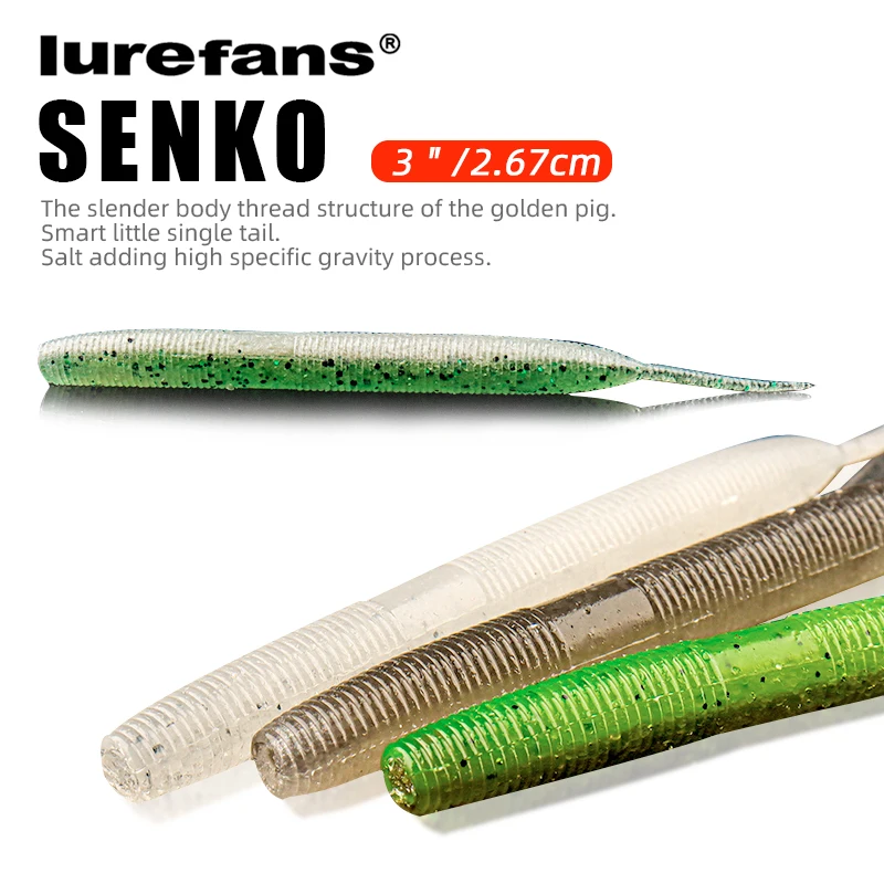 Lurefans NEW 8Pcs SENKO Worm 3inch 3.7g Sinking Soft Lure Eco-Friendly Material  Carp Trout Fishing Lure Jigging Fishing Tackle