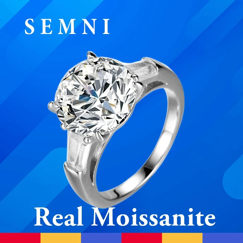 

SEMNI Luxury 5.0CT Moissanite Diamond Ring for Women 925 Sterling Silver Engagement Ring Wedding Promise Band Forever Love Gifts