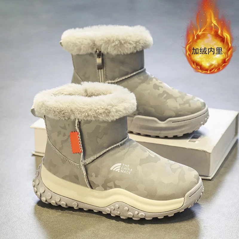 Stivali da neve per bambini scarpe in cotone peluche con fondo morbido stivaletti impermeabili caldi invernali scarpe Casual per bambini antiscivolo