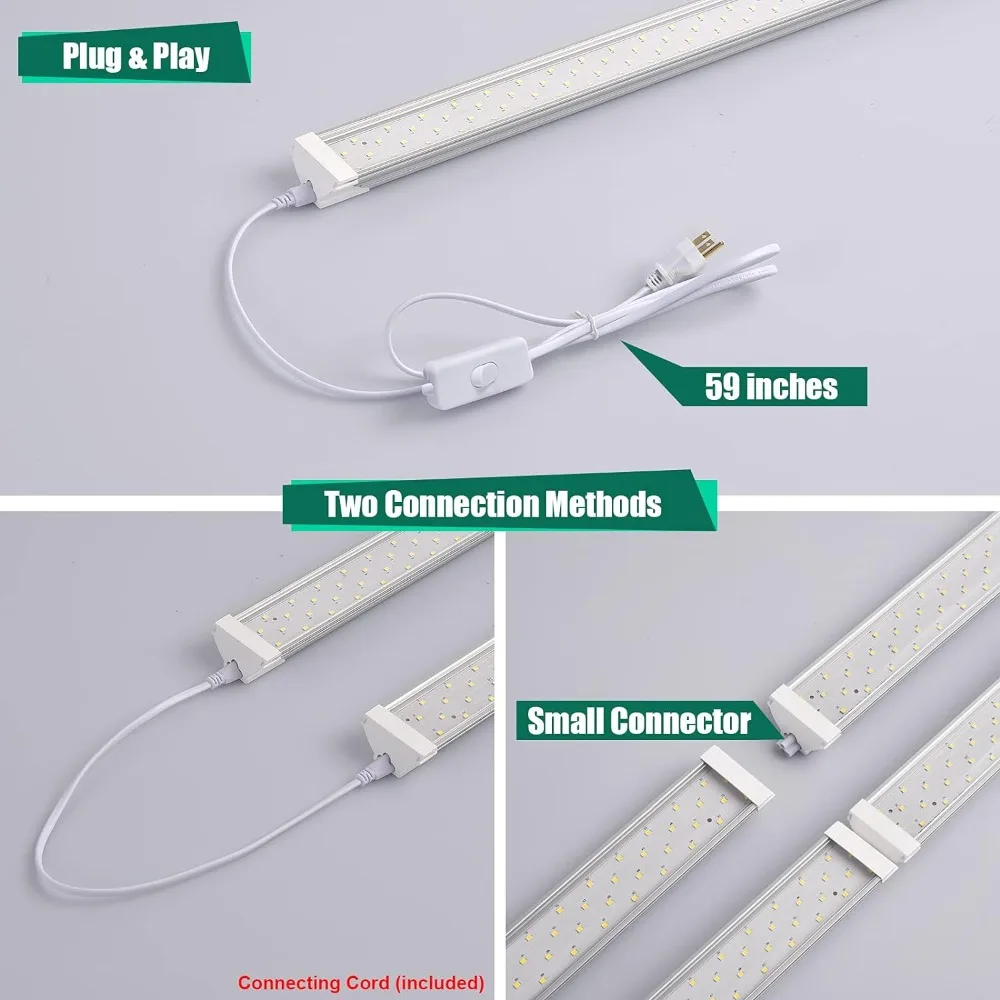 Imagem -02 - Szhlux-led Luz de Teto Branca para Garagem 4ft 60w 8700lm Luz de Loja de Serviço Público Enlaçável 5000k Daylight Pacote 6