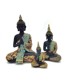 Home Decoration Buddha Statue Hand Made Green Resin Thailand Buddha Sculpture Buddhism Hindu Fengshui Figurine Meditation