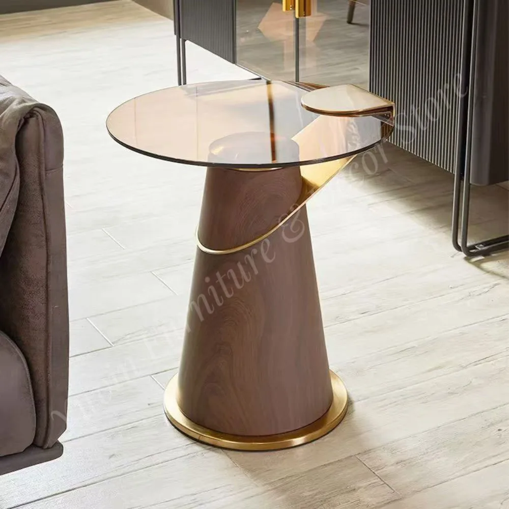 New Elegant Home Corner Coffee Table Italian Minimalist Modern Rotating Foldable Living Room Stone-Effect Surface Ultra-Slim