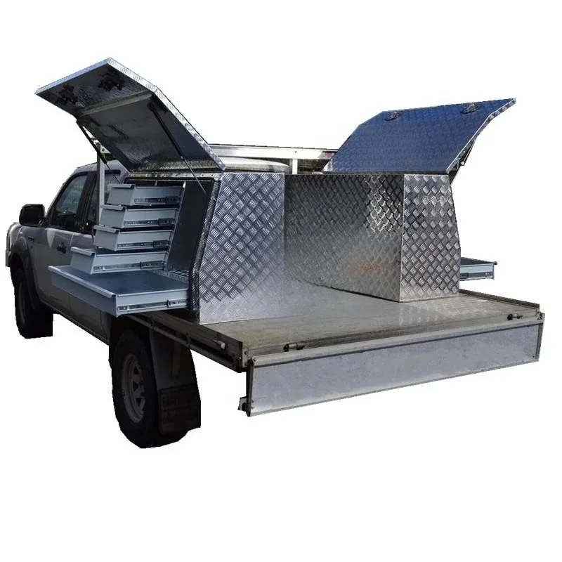 

Custom Aluminum Truck Camper Tool Box with Five Drawers - Side Opening Design for Organized Storage
