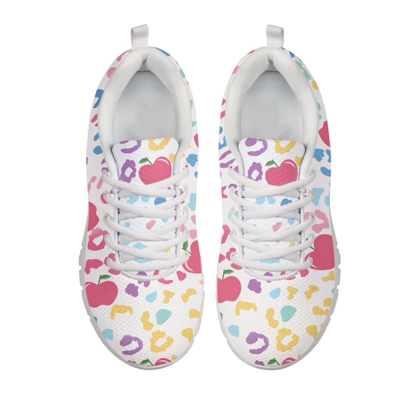 Coloranimal Apple Leopard Print Casual Training Shoes Mens Athletic Trainers Athletic Sneaker for Women Womens