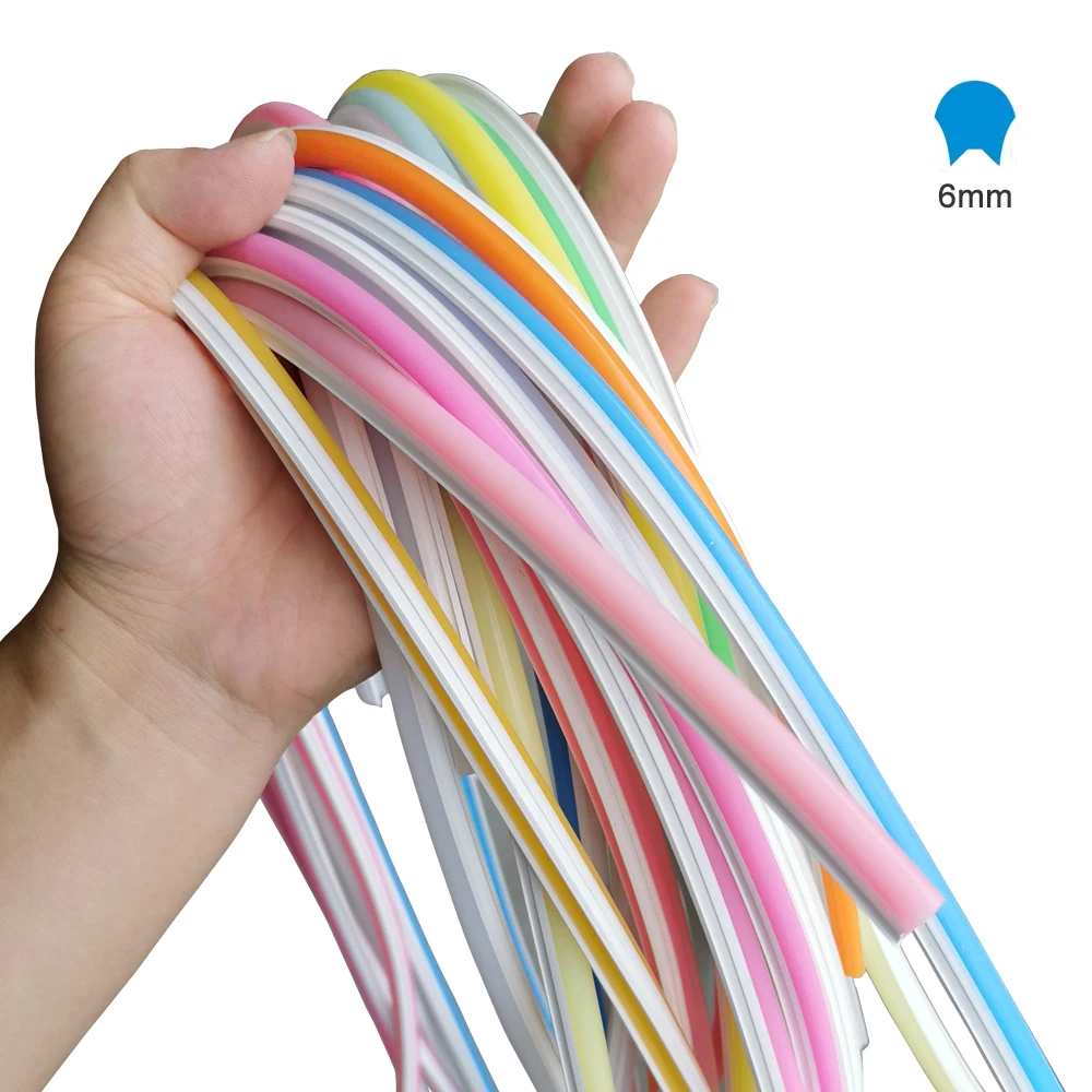 Separate Silicone Neon Strip 6mm Flexible Soft Bendable DIY Sign 11Colors Waterproof IP67 Outdoor For S Shape 2835 SMD Led Strip