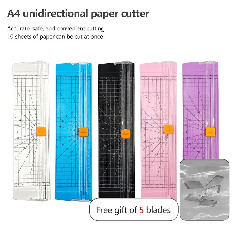 A4 Unidirectional Paper Cutter Accurate Safe Cutting: 5 Extra Blades 10 Sheet Craft Scrapbooking Office