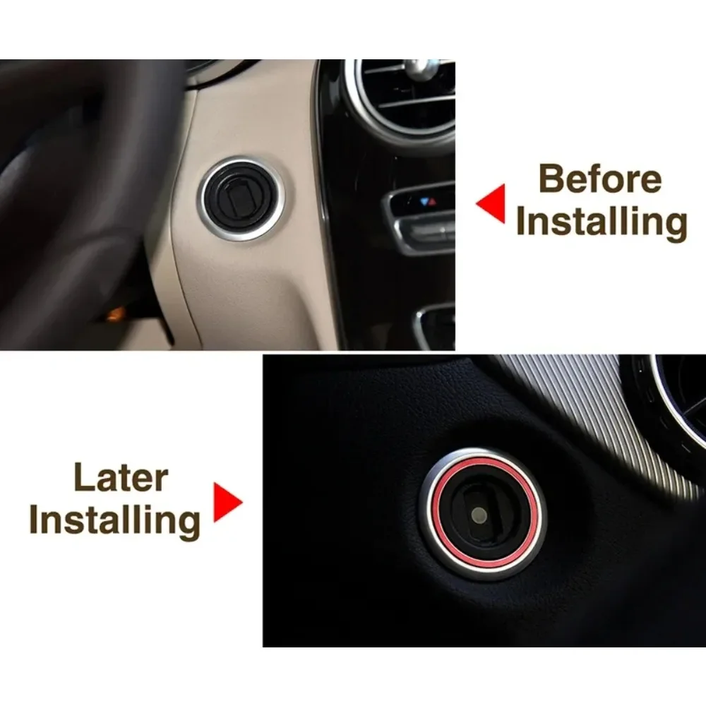 محرك السيارة الداخلي بدء إيقاف مفتاح إشعال حلقة لمرسيدس بنز AMG A B C GLC GLA CLA GL الفئة W176 W246 W205 X253 X156 C117 #5