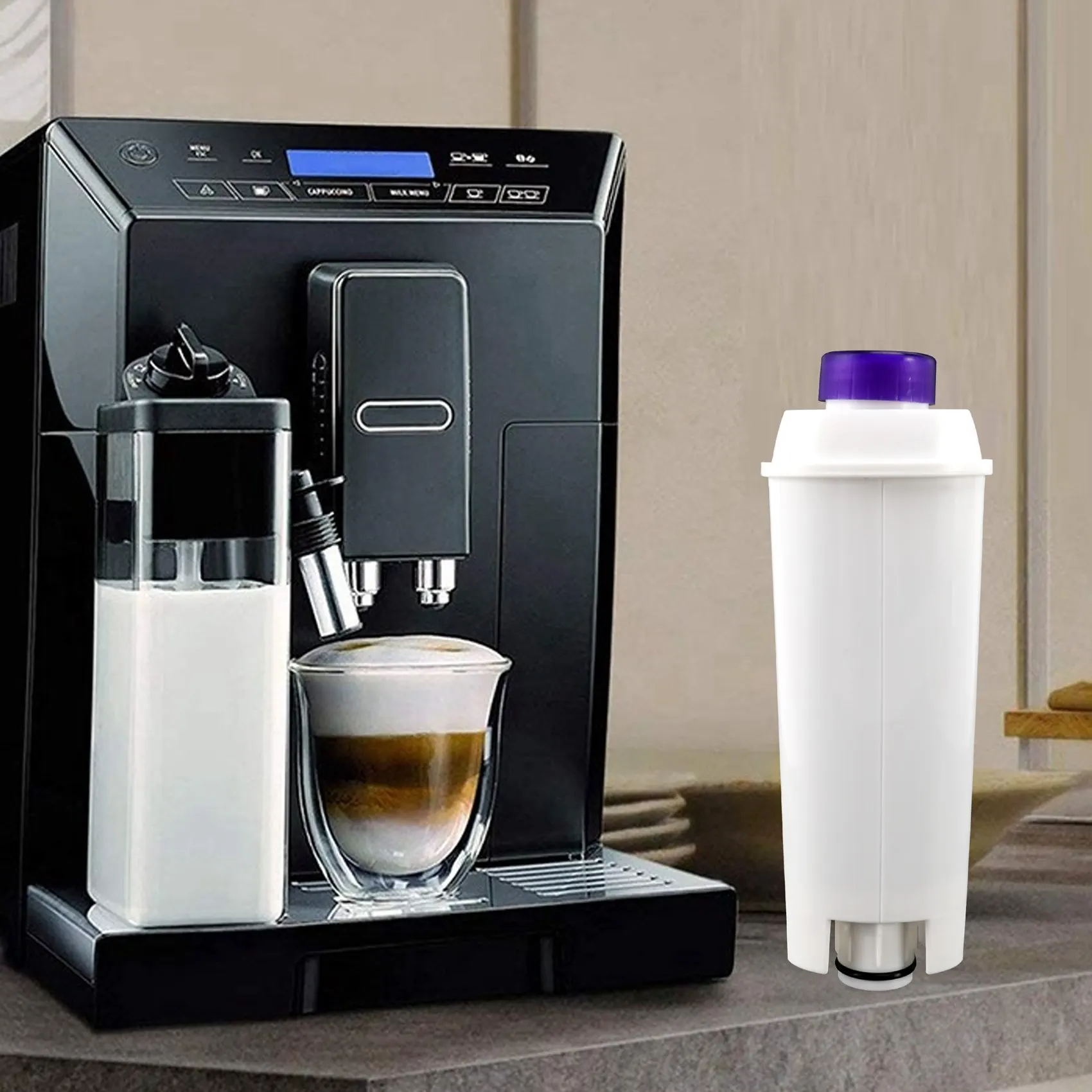 Filtro dell'acqua per macchina da caffè per cartuccia filtrante Delonghi DLSC002 compatibile con ECAM, ETAM, EC680, EC800
