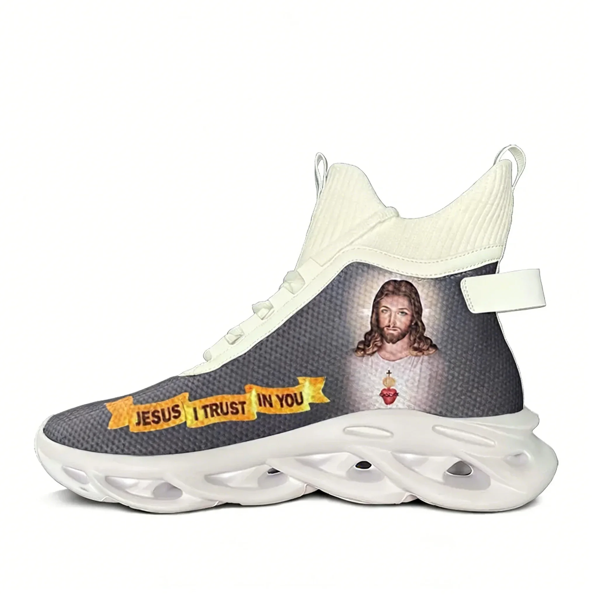 

DIY Christian God Religion Jesus Printed Cross High Top Flats Sneakers Mens Womens Hiking Sneakers Travel Shoes Running Shoe