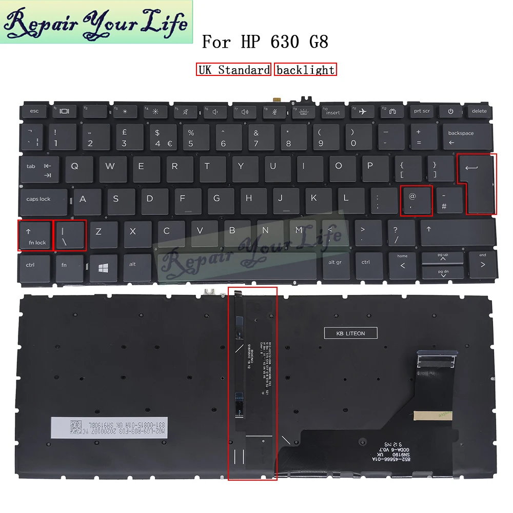 US UK Backlit Keyboard for HP EliteBook 830 G7 G8 735 G7 G8 835 G7