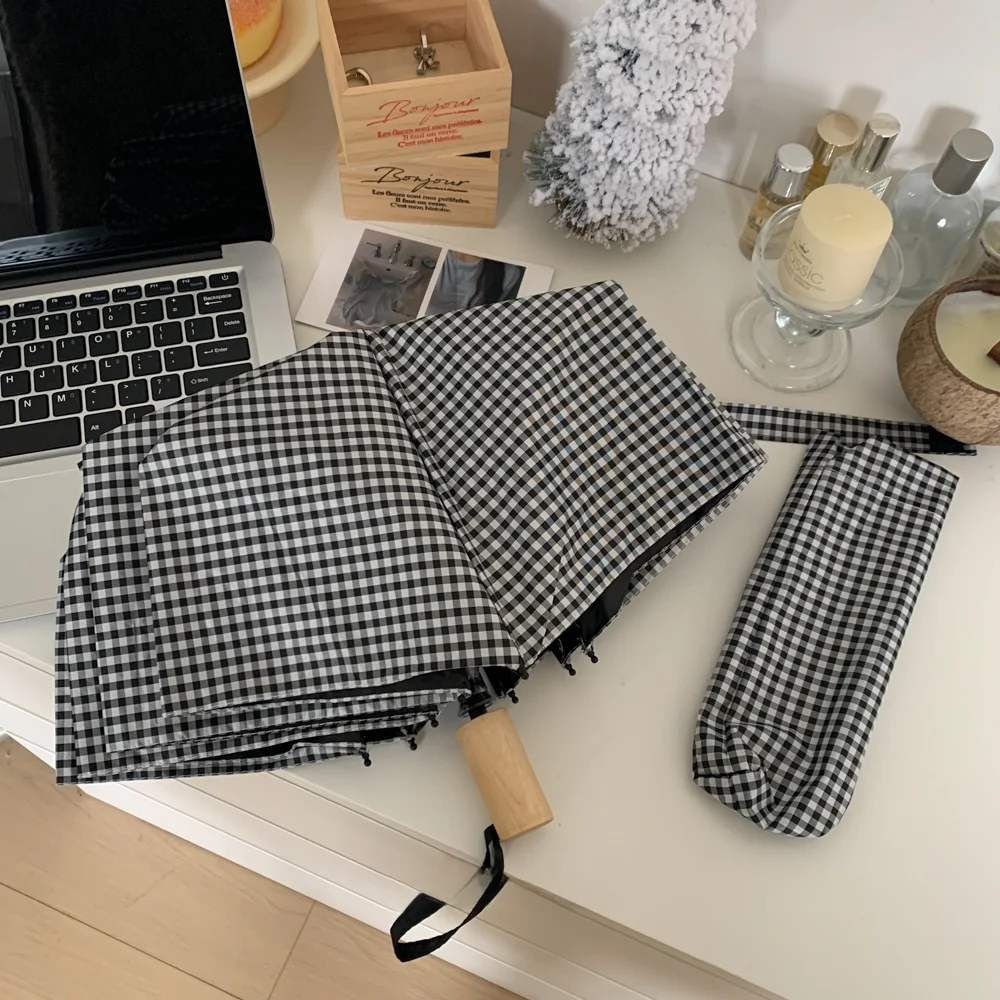 

Черно-белый ID ретро-зонтик для блоггеров, любимый всепогодный ручной складной зонт от солнца для домашнего использования