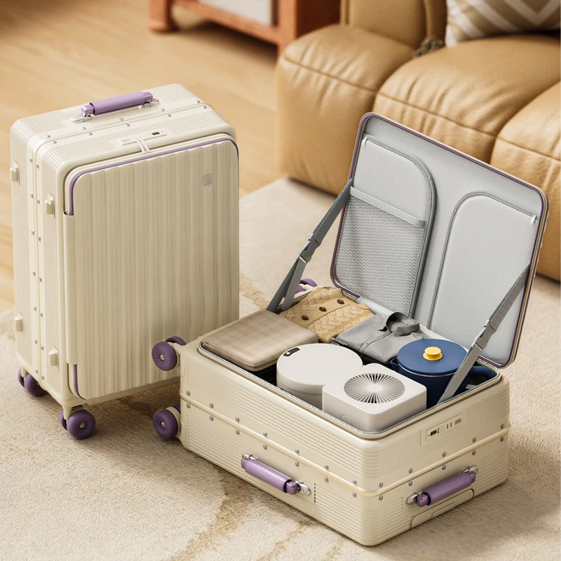 

Travel suitcases Student Travel Bag Side-Opening luggage Aluminum Frame Spinner Wheel Large-Capacity Boarding Travel 20/24/26/28