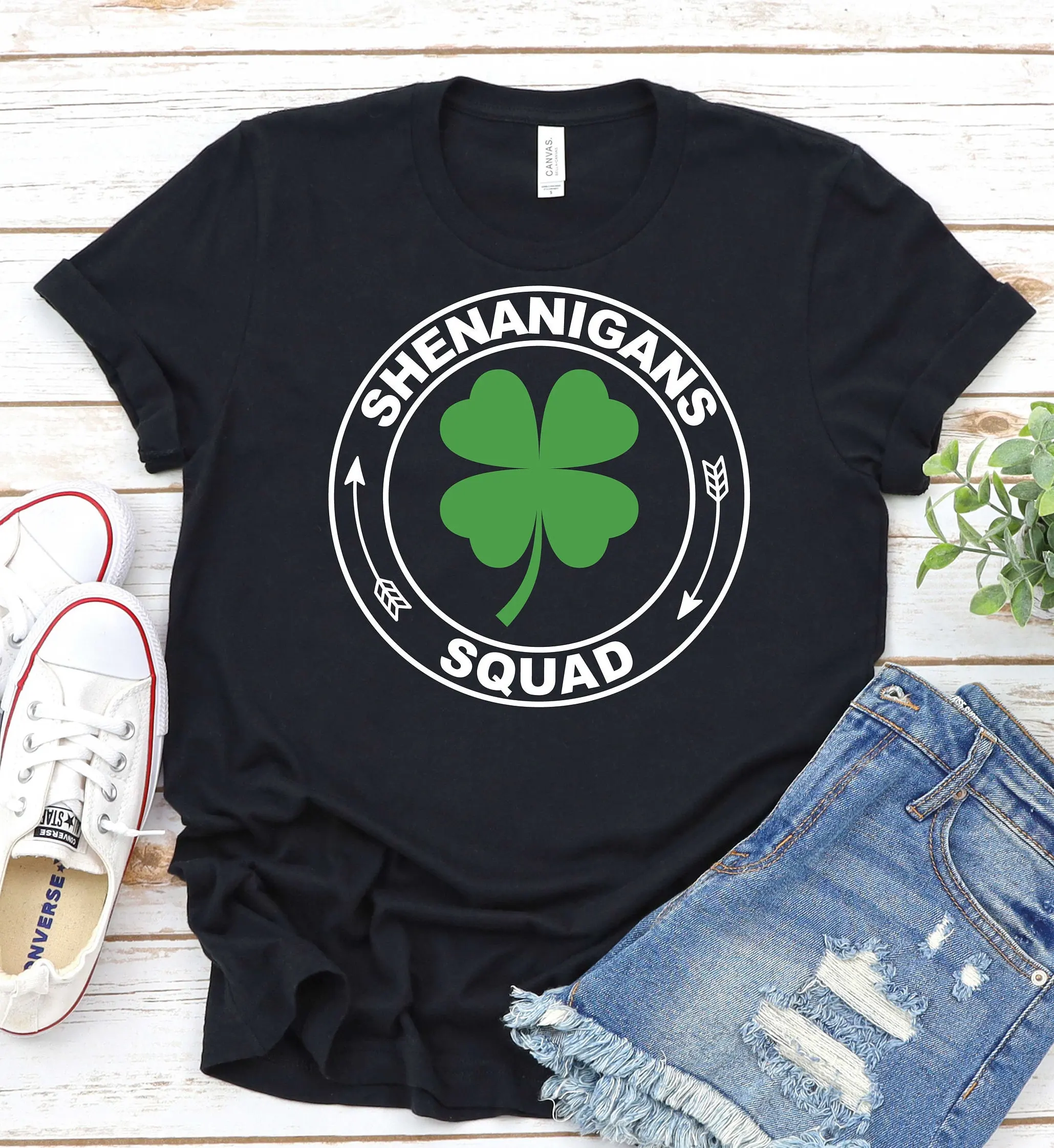 Shenanigans Squad T Shirt St Patricks Day Group Drinking Matching Funny Irish Shamrock