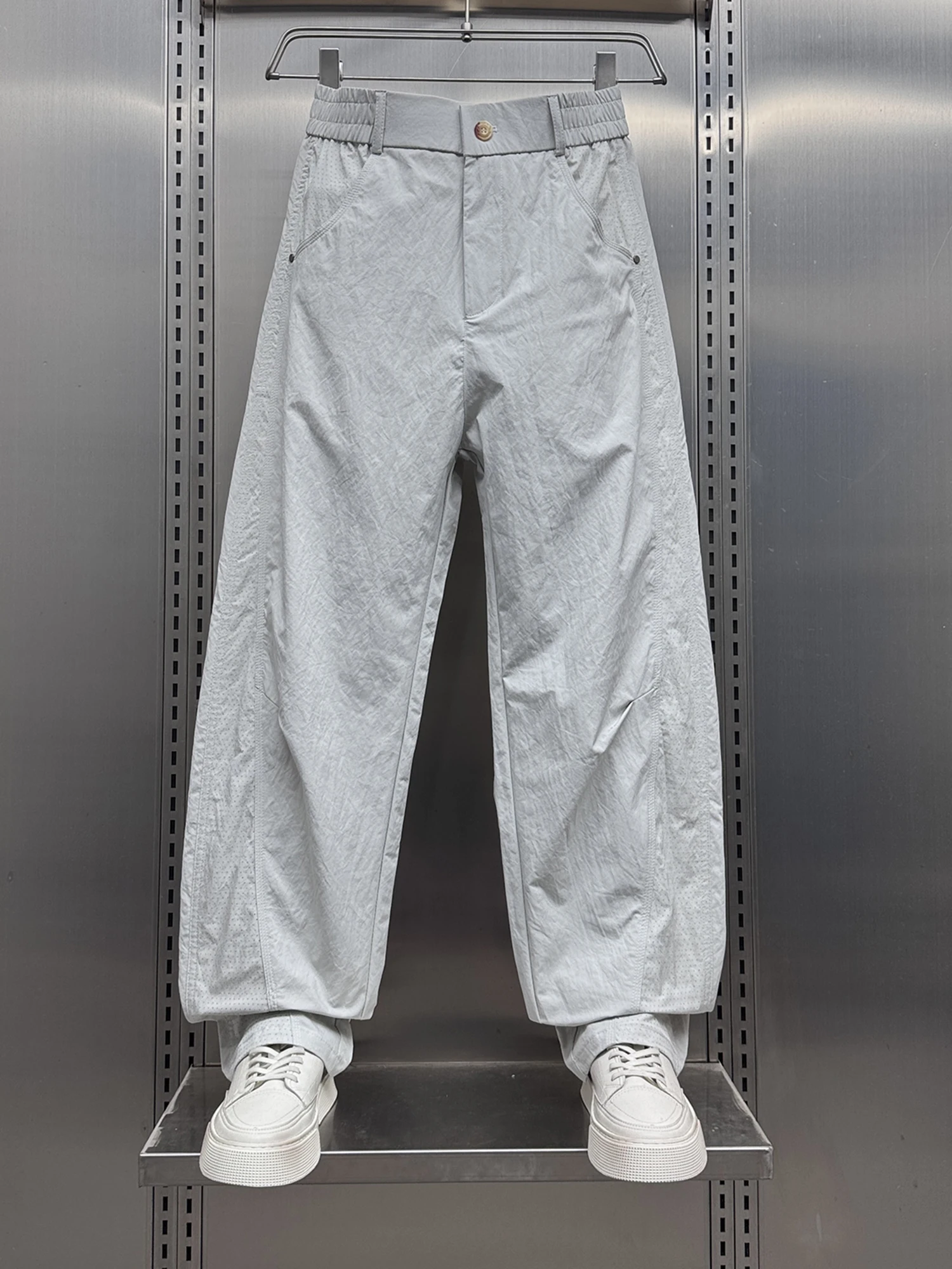 

Summer Thin Me Breathable Loose Straight Leg Casual Pants for Young Men Basic Color Versatile Spor Long Trousers