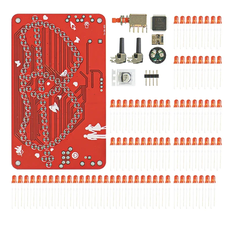 LED Flowing Water Lamps One Arrow Pierces The Heart Kit 51 Microcontroller Music Animation Electronic DIY Soldering Loose Parts