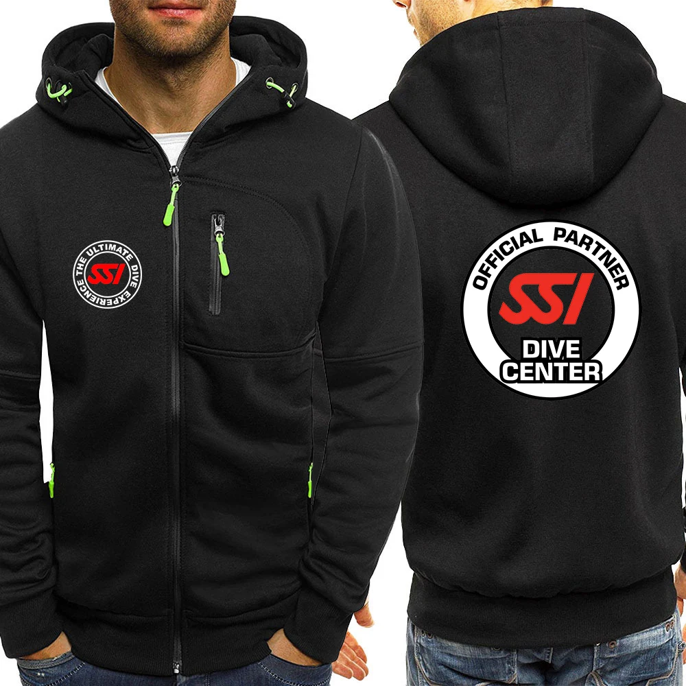 2022 Scuba Diving Dive SSI Men's New Long Sleeves Sweatshirts Slim Fit Jacket Coat Hoodie Pullover Zip Casual Hooded Sweat Tops