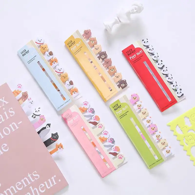 Cartoon Animal Memo Pads Lovely Panda Rabbit Dog Sticky Notes Student Stationery Reading Book Index Tab School Office Supplies
