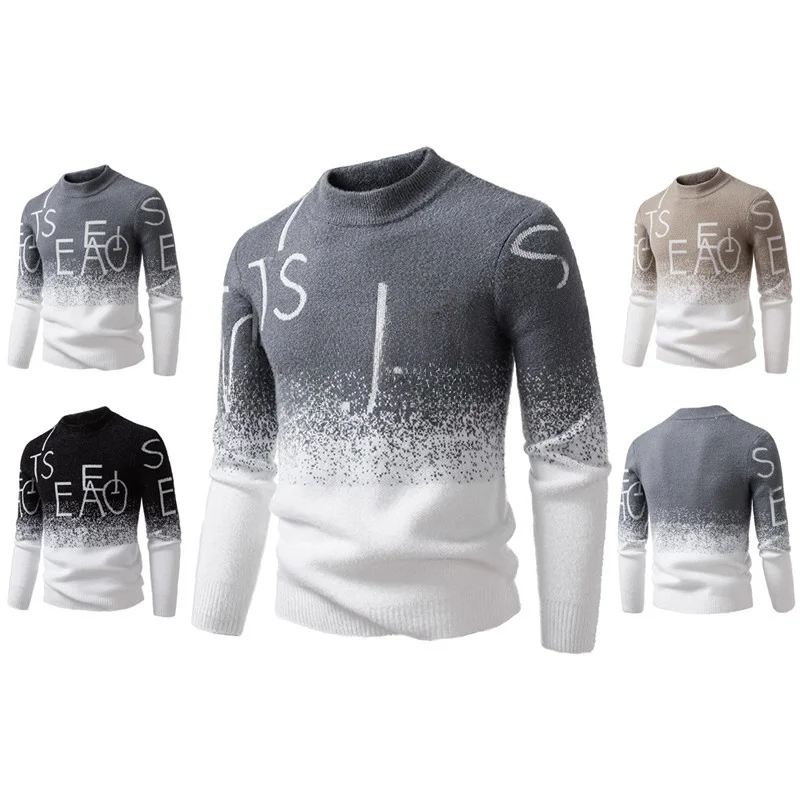 

Мужской вязаный свитер, Новое поступление 2024, имитация меха кролика, длинный свеч с высоким воротником, повседневный удобный трикотаж