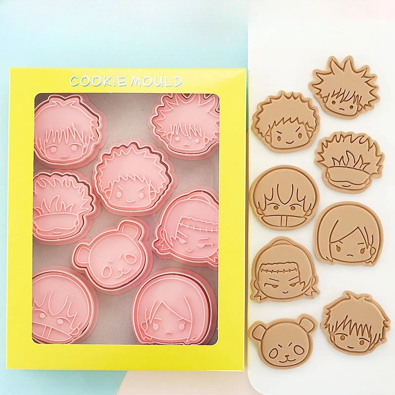 

Cute Anime Jujutsu Kaisen Series 8PCS Cookie Cutter Cartoon Character Creativity Kawaii 3D Pressing Mold Baking Tools