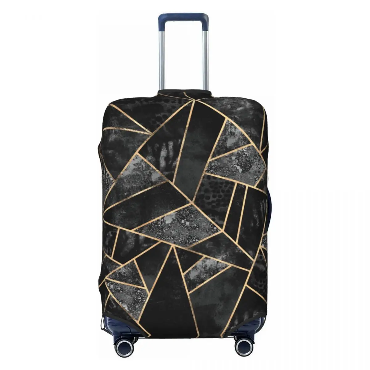 

Custom Black Stone Abstract Geometric Lines Luggage Cover Protector Fashion Travel Suitcase Protective Cover for 18-32 Inch