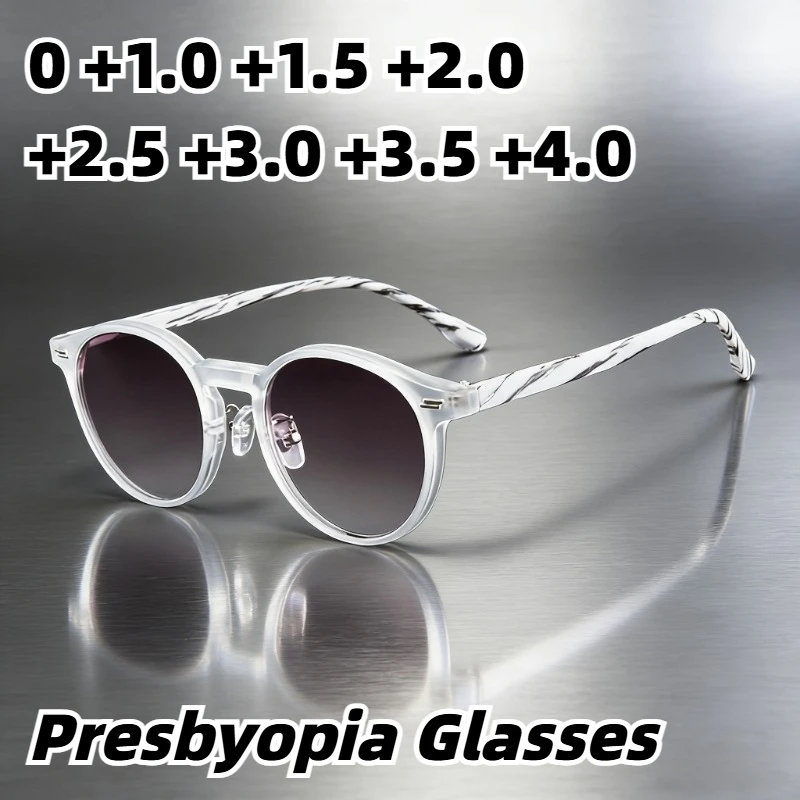 

New Round-Frame Gray Lens Presbyopia Sunglasses Ultra-Lightweight High-Definition Reading Glasses Unisex Diopter 0 To +4.0