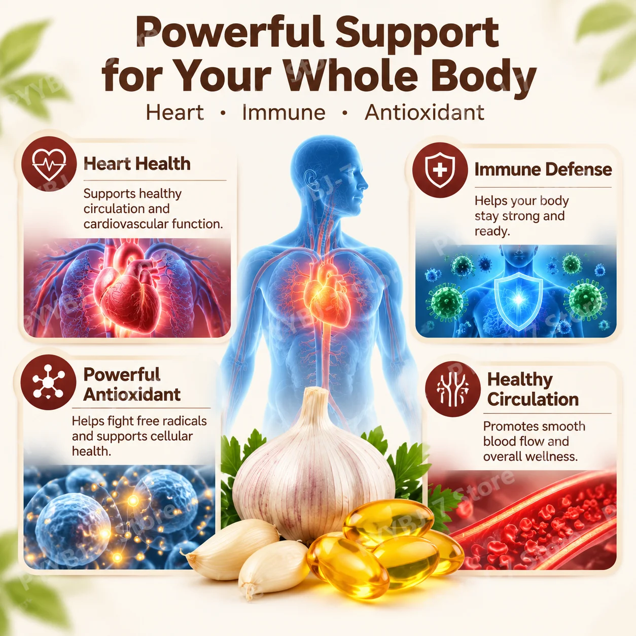 Odorless Aged Garlic Softgels 7500mg Boost Heart Health Fermented Garlic Extract Powerful Antioxidant Immune Defense 30 Count