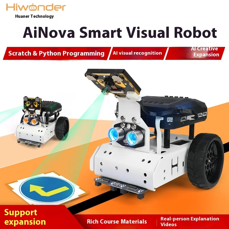 AiNovaインテリジェントビジョンロボット、インテリジェントカート画像認識、無人スクラッチグラフィックス、Pythonプログラミングロボティクス