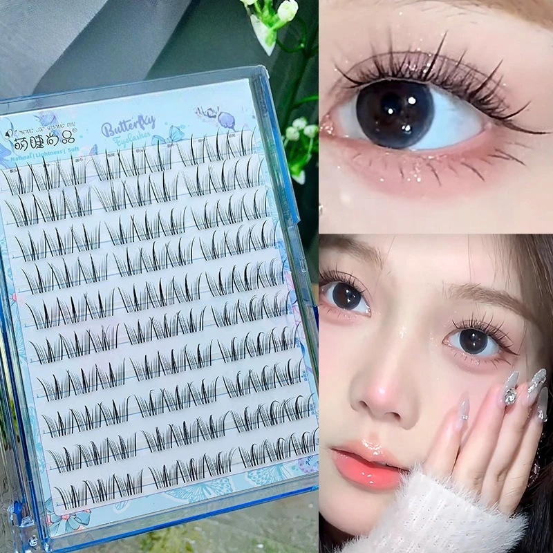 

90 Clusters Natural Manga False Eyelash Individual Cluster Segmented Fake Lashes Lazy Trilogy Photogenic Eye Makeup for Beginner