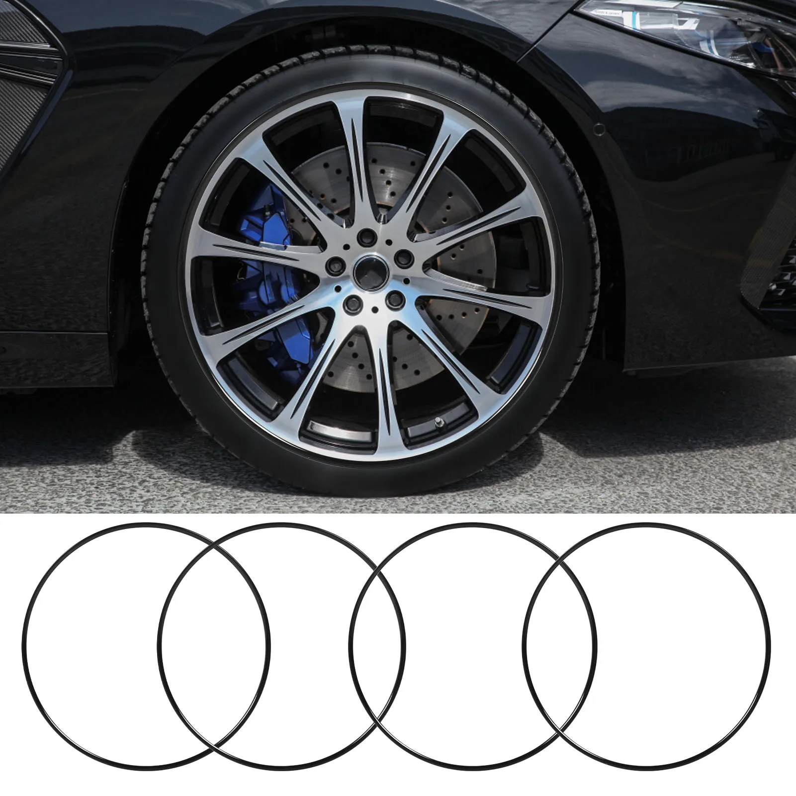 

4Pcs Wheel Rim Protector Strip Scratch Resistant Stylish Look Adhesive Installation Wheel Hub Rim Guard Strip for 19in Car