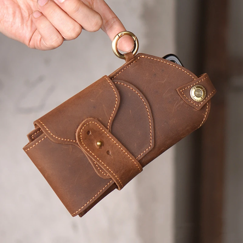 Fanny Waist Bag Genuine Leather Belt Bum Leg Hip Packs for Men 6-7.5inch Cell Phone Cigarette Lighter Box Case Outdoor Pouch