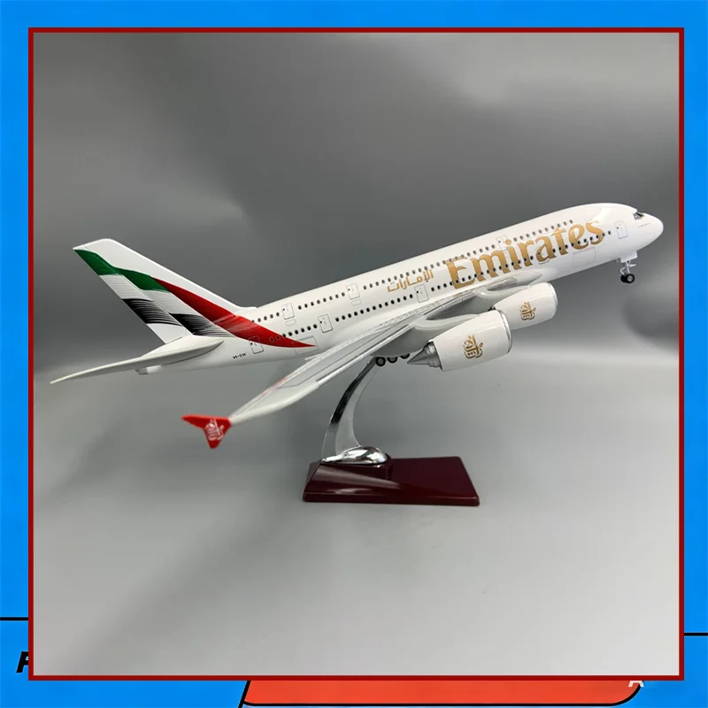 

A380 Uae Double Door Aviation Aircraft Model 46cm With Lights And Wheels Simulation Static Model Ornament Gift